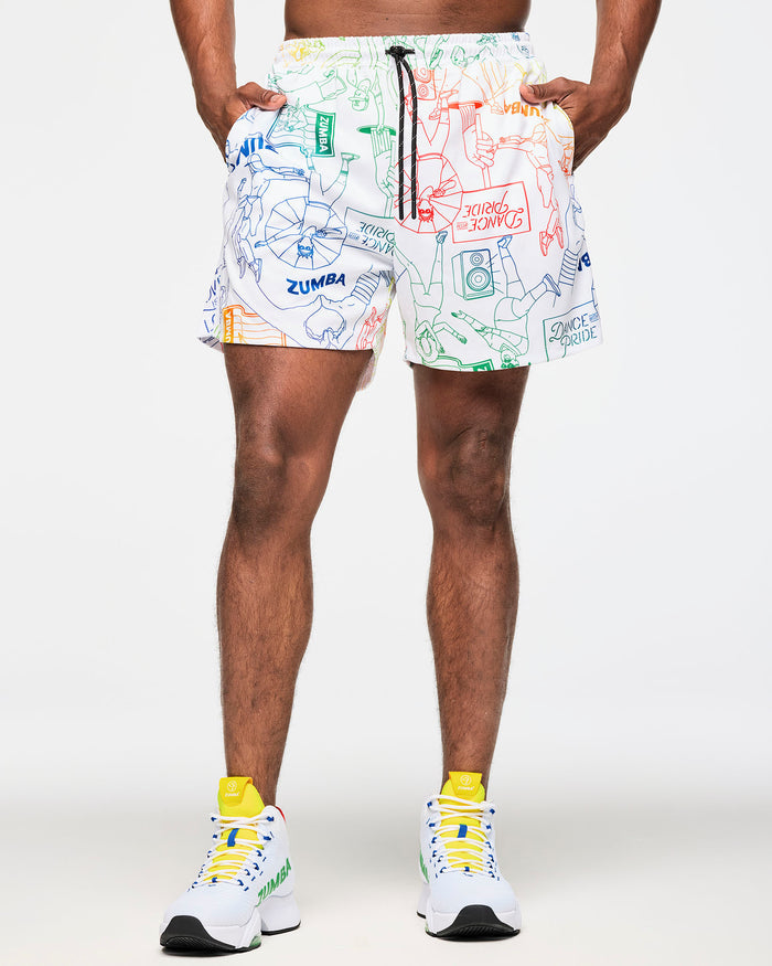 White/Rainbow # Zumba Men's Mesh Shorts