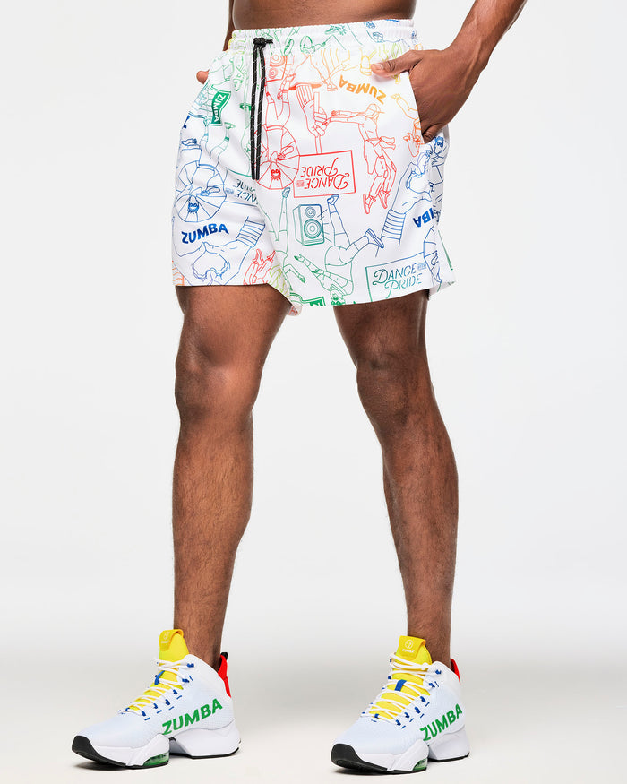 White/Rainbow # Zumba Men's Mesh Shorts