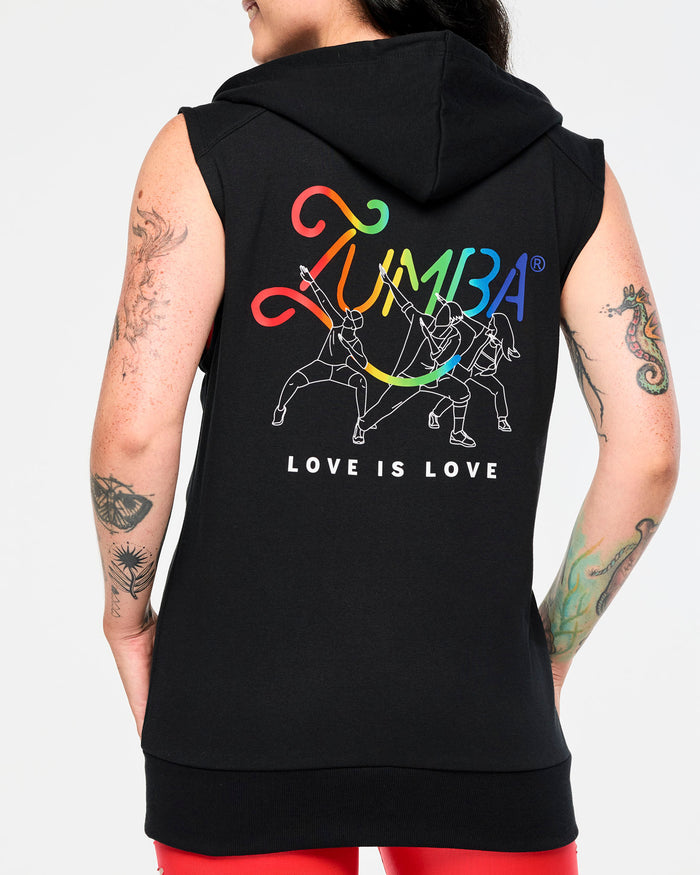 Bold Black # Zumba Men's Sleeveless Zip Up Hoodie