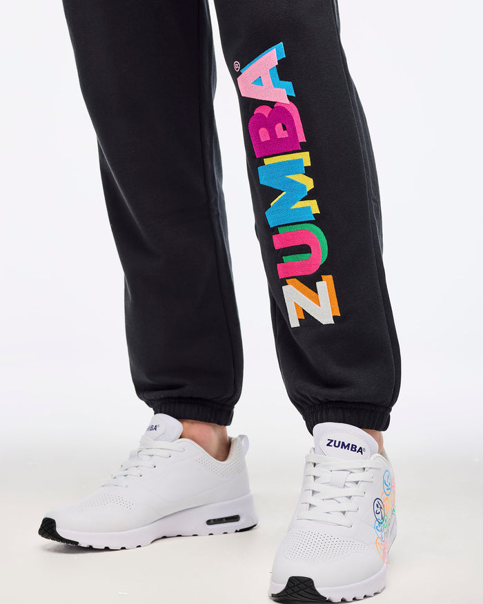 Bold Black # Zumba Multicolor Logo Slouch Sweatpants