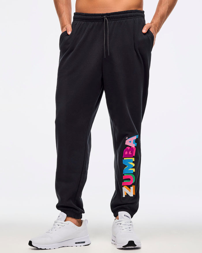 Bold Black # Zumba Multicolor Logo Slouch Sweatpants