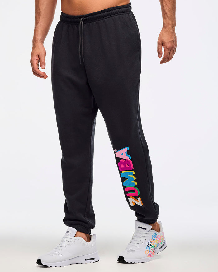 Bold Black # Zumba Multicolor Logo Slouch Sweatpants