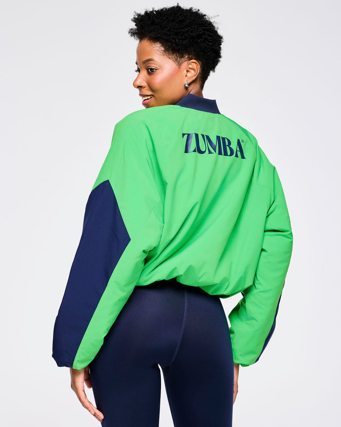 Green Light # Zumba Out Loud Color Blocked Raglan Puffer Jacket