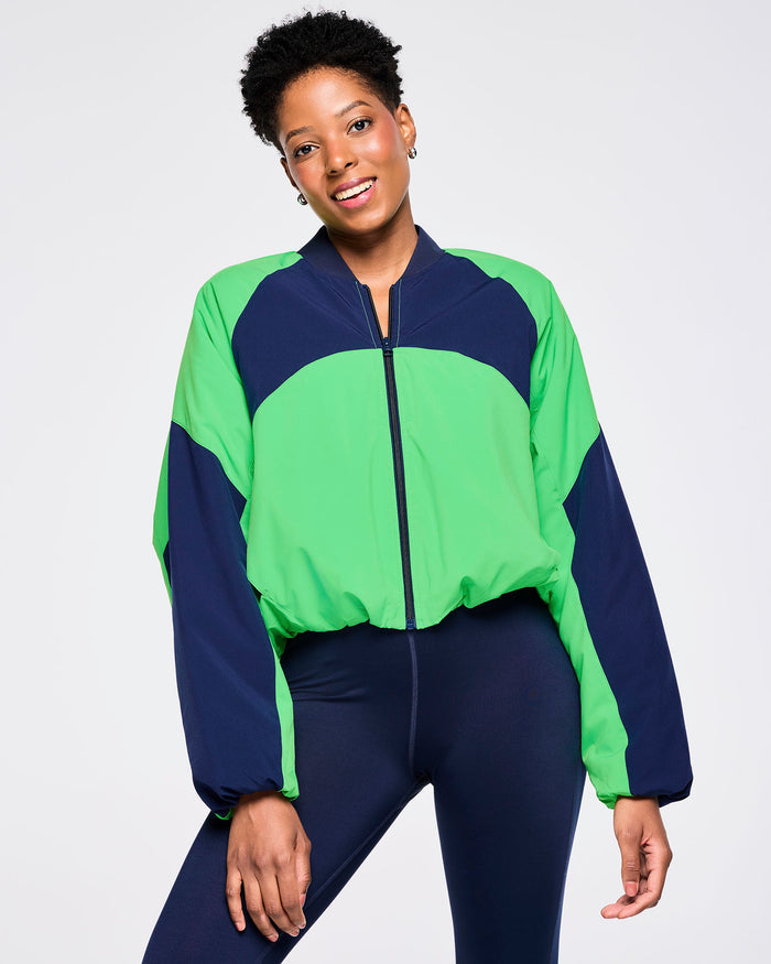 Green Light # Zumba Out Loud Color Blocked Raglan Puffer Jacket