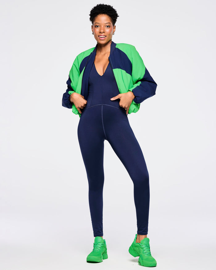 Green Light # Zumba Out Loud Color Blocked Raglan Puffer Jacket