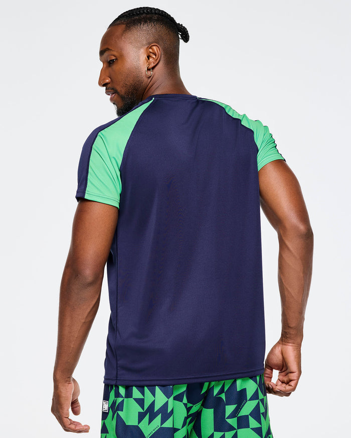 Let's Go Indigo # Zumba Out Loud Men's Raglan Crew Neck