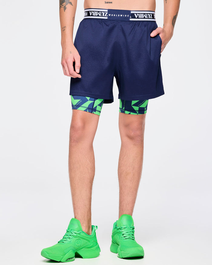 Let's Go Indigo # Zumba Out Loud Men's Shorts With Inner Liner