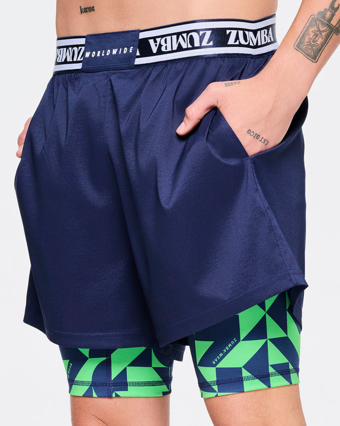 Let's Go Indigo # Zumba Out Loud Men's Shorts With Inner Liner
