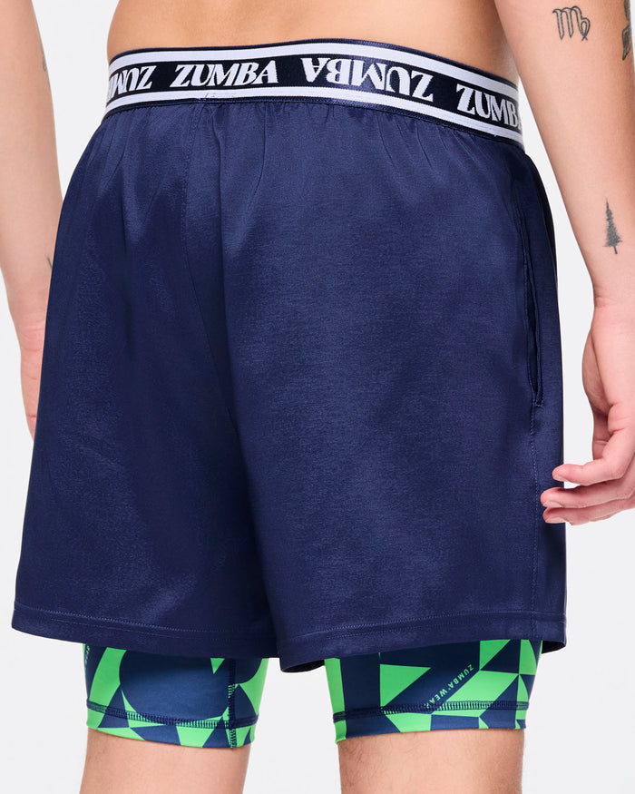 Let's Go Indigo # Zumba Out Loud Men's Shorts With Inner Liner