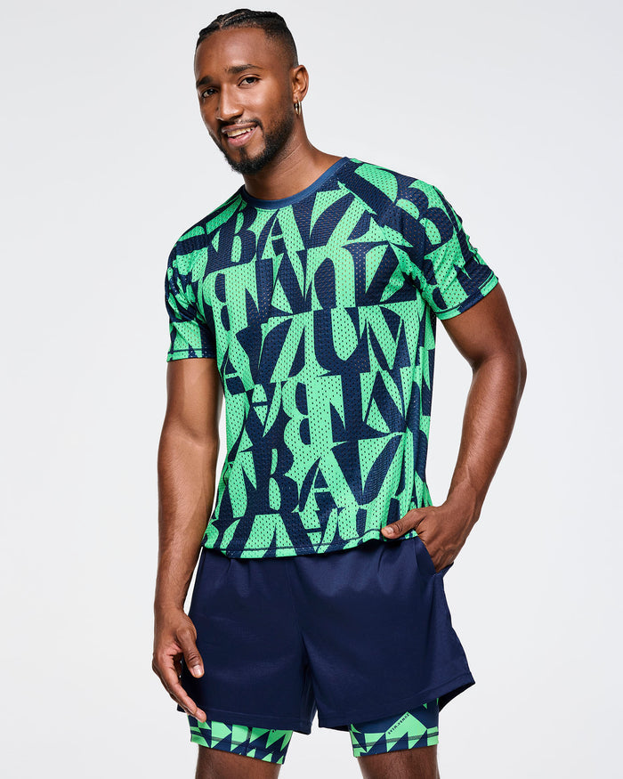 Navy/Green # Zumba Out Loud Men's Shorts With Inner Liner