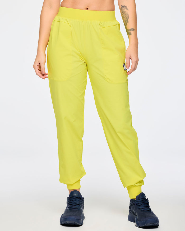 Lemon # Zumba Out Loud Stretch Woven Slim Ankle Joggers
