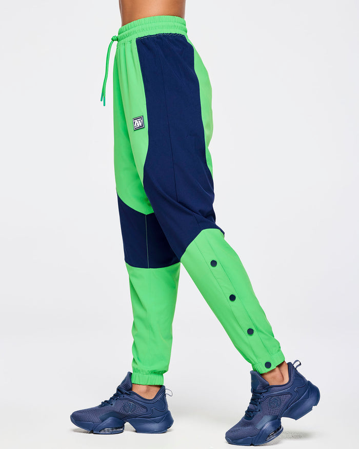 Green Light # Zumba Out Loud Woven Track Pants With Side Snaps