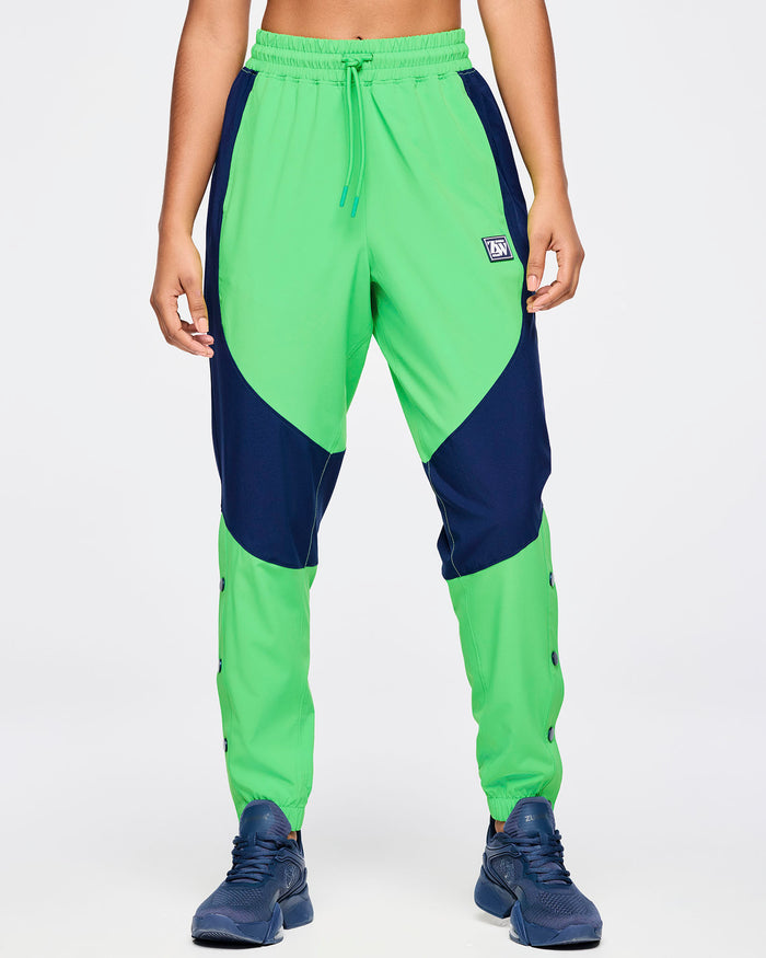 Green Light # Zumba Out Loud Woven Track Pants With Side Snaps