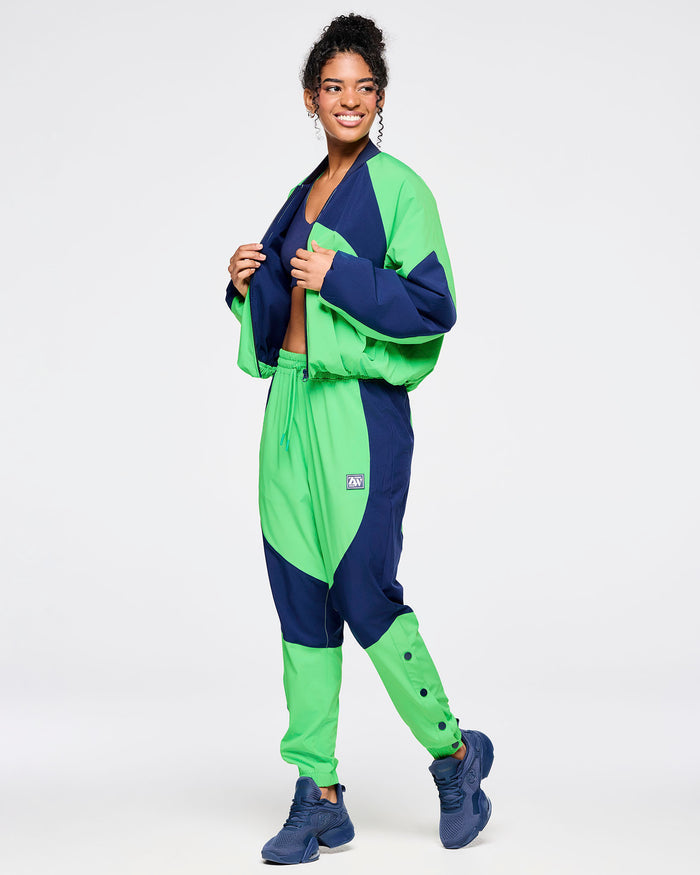 Green Light # Zumba Out Loud Woven Track Pants With Side Snaps