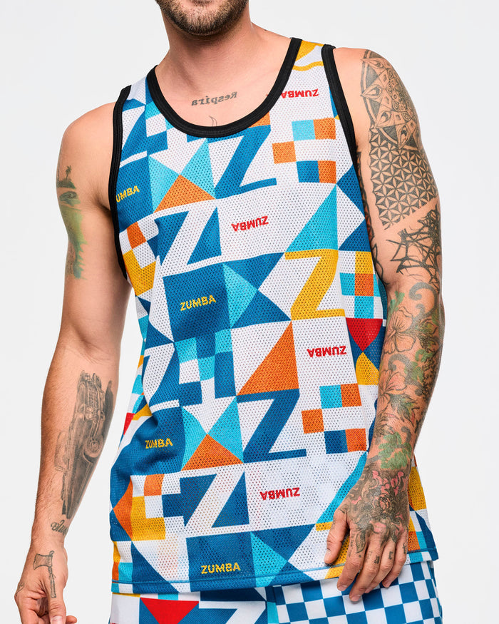 White/Aqua # Zumba Rays Men's Basketball Tank