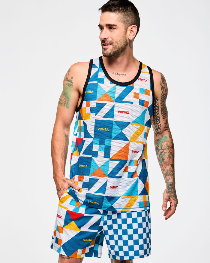 White/Aqua # Zumba Rays Men's Basketball Tank