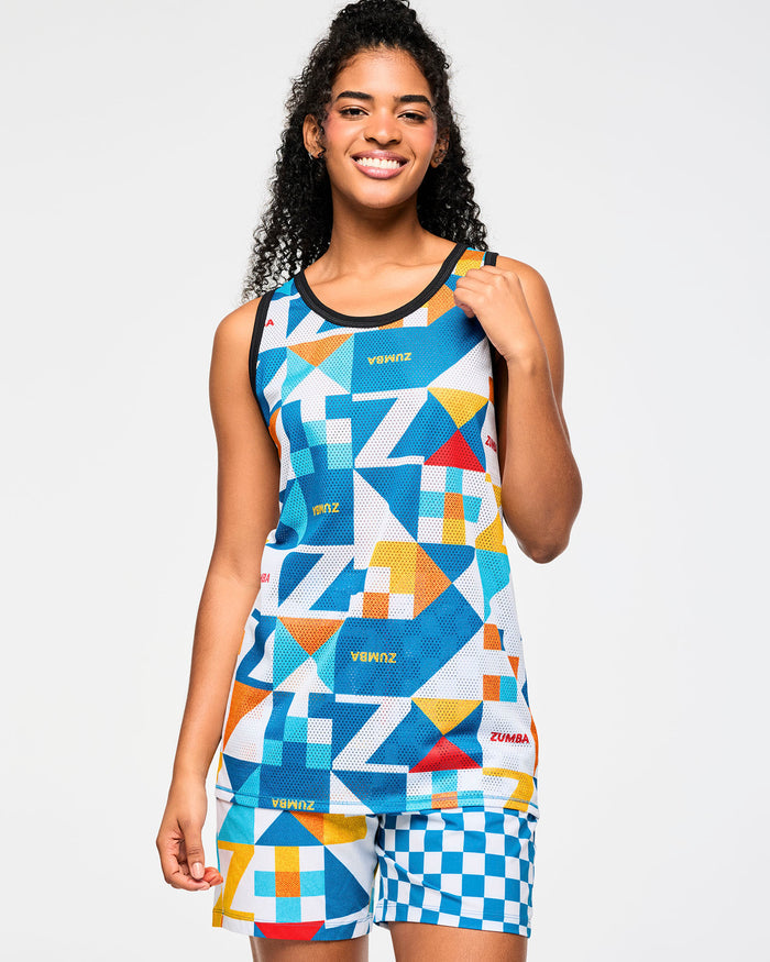 White/Aqua # Zumba Rays Men's Basketball Tank