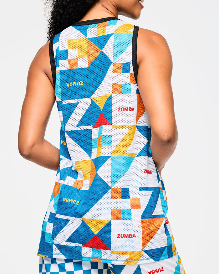White/Aqua # Zumba Rays Men's Basketball Tank