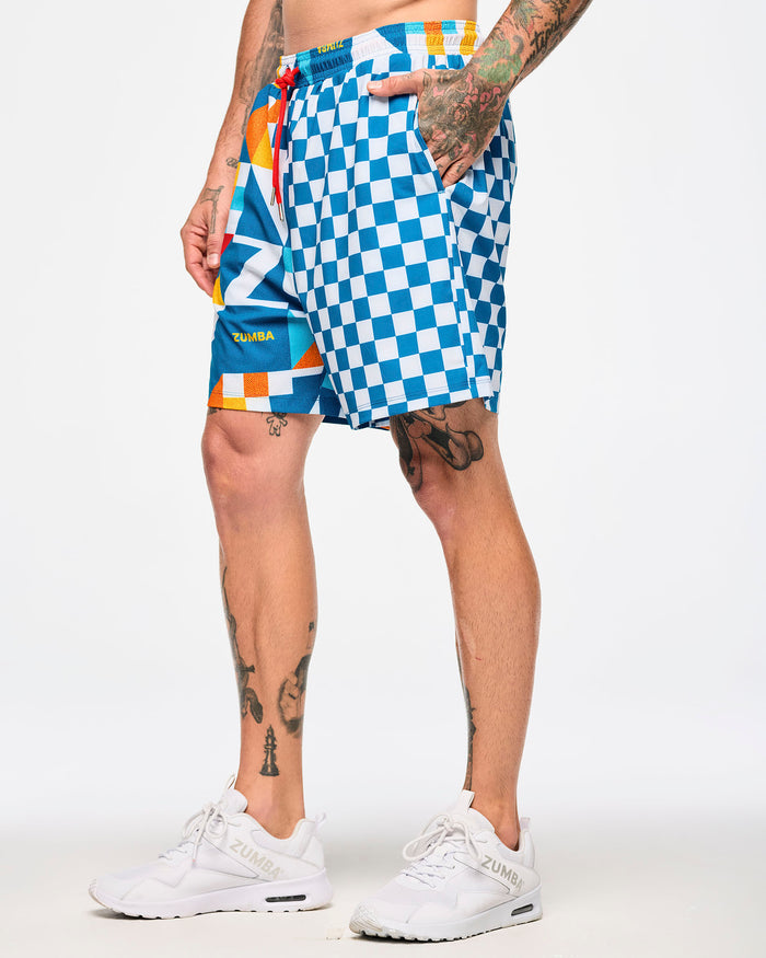 White/Aqua # Zumba Rays Men's Woven Shorts