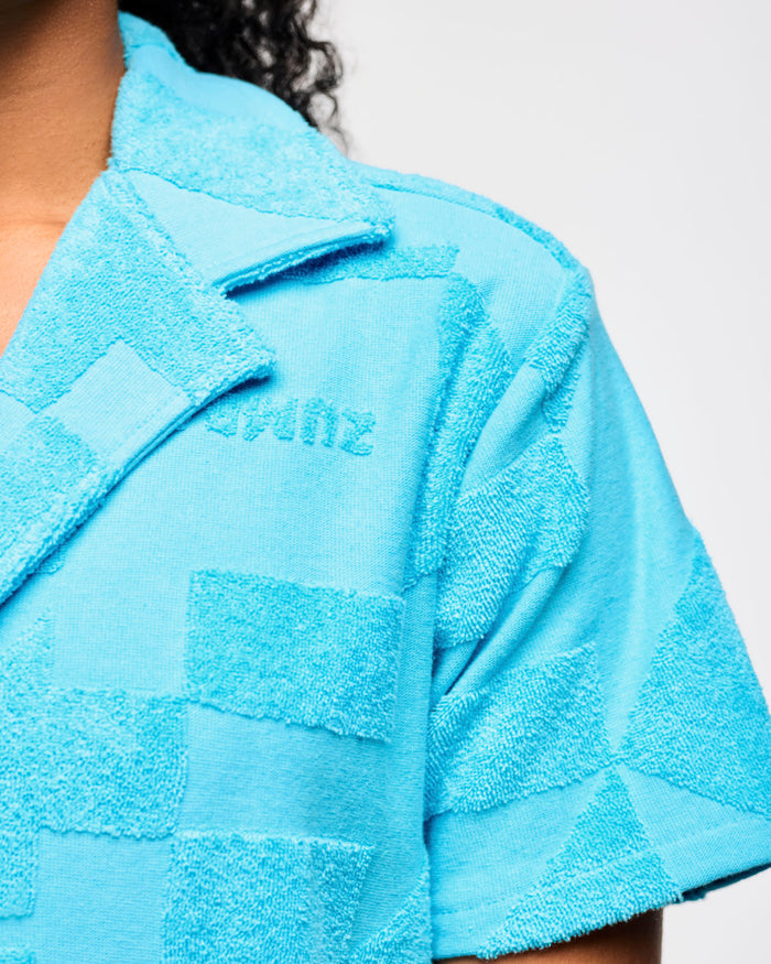 All Out Aqua # Zumba Rays Terry Button Down